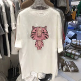 VINESU A29 - Rhinestone Tiger Oversized Tee