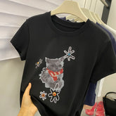 A190 - Vintage Kitten Graphic Tee - 220g Premium Heavyweight Cotton