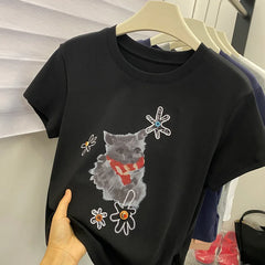 A190 - Vintage Kitten Graphic Tee - 220g Premium Heavyweight Cotton