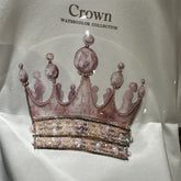 A170 - Heavyweight 220g Cotton Tee with Hand-Beaded Crown Embroidery