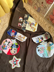 Retro Mickey & Friends Patchwork Cargo Pants - Unisex Hip-Hop Streetwear Trousers, Creative Cartoon Graphic Loose Fit Pants