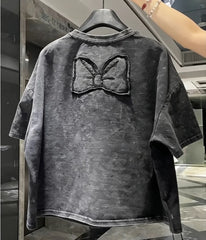 VINESU H125 ๐ H126 ๐ฅ2026 Trend: Daisy Washed Vintage Heavy-Detail Tee