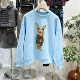 VINESU Heavy-Duty Glasses Bunny Crewneck Sweatshirt - Trendy Casual Style