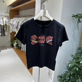 A117 - Premium 220 GSM Heavyweight Cotton Tee - Artistic Apple Graphic with Handmade 3D Details