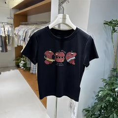 A117 - Premium 220 GSM Heavyweight Cotton Tee - Artistic Apple Graphic with Handmade 3D Details