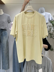 A165 - 320g Ultra-Heavyweight Beaded Graphic Tee - Premium Structured Boxy Fit Cotton T-Shirt - Luxury Artisanal Streetwear