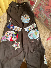 Retro Mickey & Friends Patchwork Cargo Pants - Unisex Hip-Hop Streetwear Trousers, Creative Cartoon Graphic Loose Fit Pants