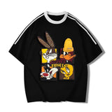 VINESU Looney Tunes 3D Accent Striped-Trim Tee | Retro Streetwear Staple