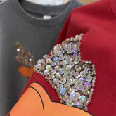A81 - Christmas Reindeer Bowcore Tee | Hand-Beaded 3D Bow Aesthetic T-Shirt | Festive Coquette Top