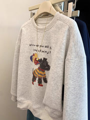 VINESU A41 Oversized Vintage Dog Christmas Sweatshirt
