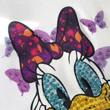 VINESU Sparkly Daisy Duck with Purple Butterflies – Black Edgy-Cute Short-Sleeve Tee