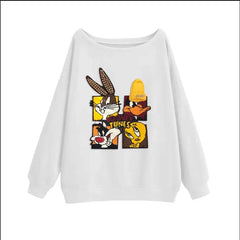 VINESU Looney Tunes - Themed Off - Shoulder Sweatshirt: Chic and Cartoon - Centric