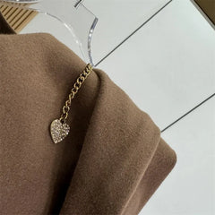 VINESU A27 - Artisanal Rhinestone Letter T-Shirt with Metal Chain Detail