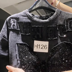 VINESU H125 ๐ H126 ๐ฅ2026 Trend: Daisy Washed Vintage Heavy-Detail Tee