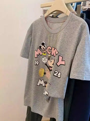 100% Cotton Mickey Mouse T-Shirt | Sequins + 3D Plush Padding + Chunky Diamond Gems
