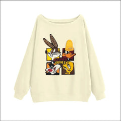 VINESU Looney Tunes - Themed Off - Shoulder Sweatshirt: Chic and Cartoon - Centric