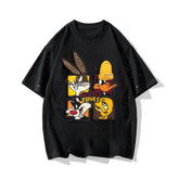 VINESU Looney Tunes 3D Accent Glitter Black T-Shirt | Edgy Streetwear Statement Top