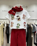 Handcrafted Teddy Bear Embellished Oversized Cotton T-Shirt