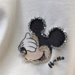 A95 - Luxury 3D Mickey Beaded T-Shirt | 220g Heavyweight Breathable Cotton | Hand-Embellished