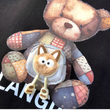 A144 - 3D Mini Pouch Patchwork Bear T-Shirt - 220g Heavyweight Pure Cotton