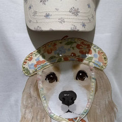 A119 - Vintage French Style Dog Tee - 220g Pure Cotton with Floral Beret Patch & 3D Ribbon Detail