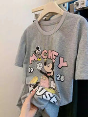 100% Cotton Mickey Mouse T-Shirt | Sequins + 3D Plush Padding + Chunky Diamond Gems