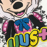 VINESU MKT04 - Cartoon Mouse Hand-Embellished Oversized Cotton T-Shirt