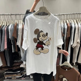 Vintage Mickey Embroidered Oversized Cotton T-Shirt