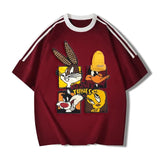 VINESU Looney Tunes 3D Accent Striped-Trim Tee | Retro Streetwear Staple