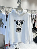 VINESU Rhinestone Mickey Hoodie - 3D Bling Design, Sweet-Cool Street Style
