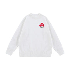 VINESU Handmade 3D Felt Decor Crewneck Sweater