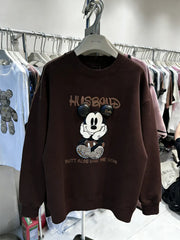 VINESU Rhinestone Retro Cartoon Sweatshirt - 3D Bling Design, Sweet-Cool Street Style