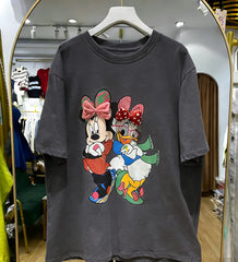 VINESU A53 - Oversized Cartoon Besties Graphic Tee (Minnie & Daisy)