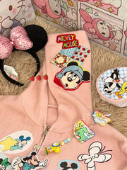 Vinesu A68 - Trendy & Cute Mickey & Minnie Knitted Hooded Cardigan - Warm Knit Sweater for Spring, Autumn, Winter