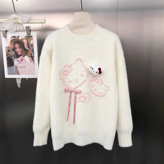VINESU Ultra-Soft Hello Kitty Sweater with Heavy-Duty Beads π±