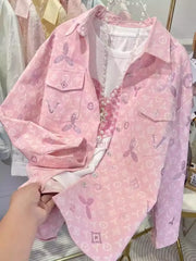 VINESU All-Over Rhinestone Embroidery Oversized Shirt Jacket 👚Stylish Casual Outerwear