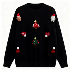 VINESU Christmas Vibe Max🎅 Handmade 3D Felt Decor Red Crewneck Sweater🔥