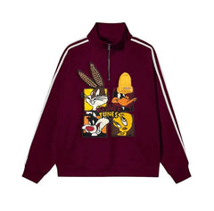 VINESU Looney Tunes - Themed Half - Zip Sweatshirt: Sporty and Cartoon - Filled