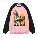 VINESU Looney Tunes - Themed Raglan - Sleeve Sweatshirt: Blend of Style and Cartoon Fun