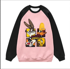 VINESU Looney Tunes - Themed Raglan - Sleeve Sweatshirt: Blend of Style and Cartoon Fun