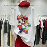VINESU A53 - Oversized Cartoon Besties Graphic Tee (Minnie & Daisy)