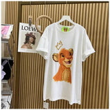 220g Cotton Simba Graphic Tee - Gold Sequin Crown & Ear Embellishments - Unisex