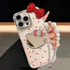 VINESU Scream - Worthy💎 Hello Kitty Rhinestone Case—Mirror & Chain In One