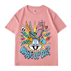 VINESU Bugs Bunny Series-What's up doc Printed Heavyweight T-shirts