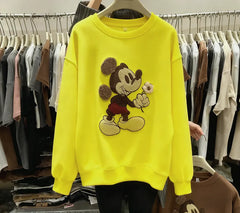 VINESU Heavy-Embellishment 3D Floral Crew Neck Sweatshirt