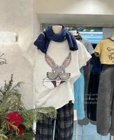 VINESU V786 - Sparkle Bunny Bling Graphic Relaxed Fit T-Shirt