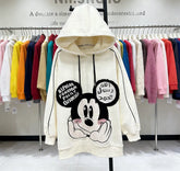 VINESU Y204 - Oversized Cartoon Mouse Hoodie | Handmade Patchwork Graphic Sweatshirt (3 Colors)