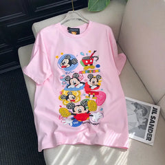 VINESU MKT06 - Y2K Retro Cartoon Gang Double-Sided Embellished Tee