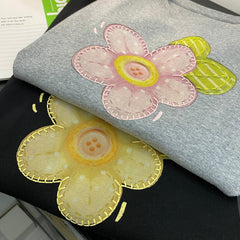 A187 - Embroidered Floral Graphic Tee - Hand-Finished Wildflower Detail - 220g Premium Heavyweight Cotton