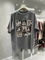 VINESU Nine-grid Heavy Three-dimensional Pattern T-shirt